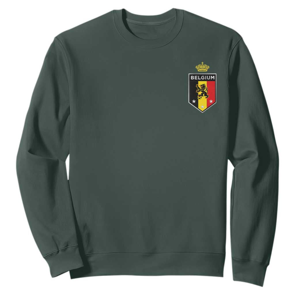 Belgium Football Crest Sweatshirt Vintage Belgian Lion Crown Belgian Heritage TS11 Dark Forest Green Print Your Wear