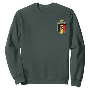 Belgium Football Crest Sweatshirt Vintage Belgian Lion Crown Belgian Heritage TS11 Dark Forest Green Print Your Wear
