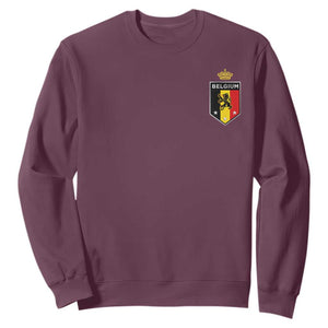 Belgium Football Crest Sweatshirt Vintage Belgian Lion Crown Belgian Heritage TS11 S Maroon Print Your Wear