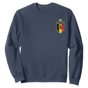Belgium Football Crest Sweatshirt Vintage Belgian Lion Crown Belgian Heritage TS11 Navy Print Your Wear
