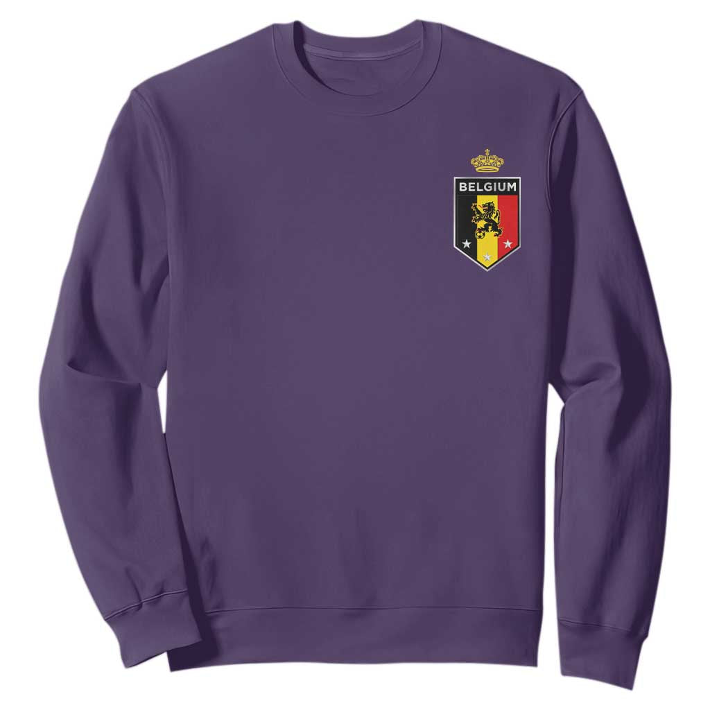 Belgium Football Crest Sweatshirt Vintage Belgian Lion Crown Belgian Heritage TS11 Purple Print Your Wear