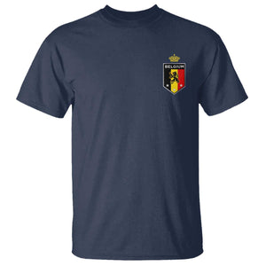 Belgium Football Crest T Shirt Vintage Belgian Lion Crown Belgian Heritage TS11 Navy Print Your Wear