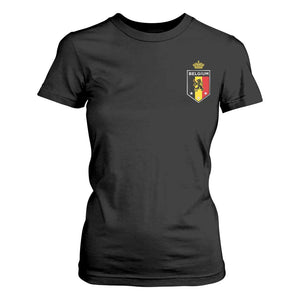Belgium Football Crest T Shirt For Women Vintage Belgian Lion Crown Belgian Heritage TS11 Black Print Your Wear