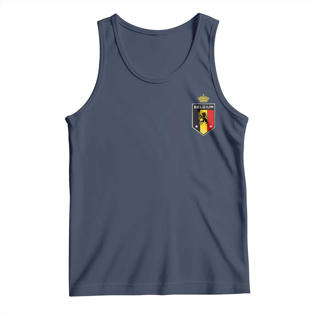 Belgium Football Crest Tank Top Vintage Belgian Lion Crown Belgian Heritage TS11 Navy Print Your Wear