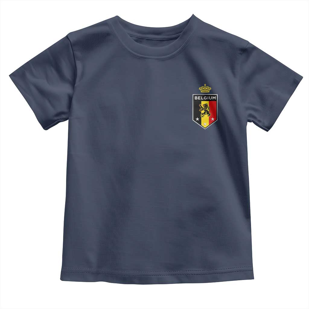 Belgium Football Crest Toddler T Shirt Vintage Belgian Lion Crown Belgian Heritage TS11 Navy Print Your Wear