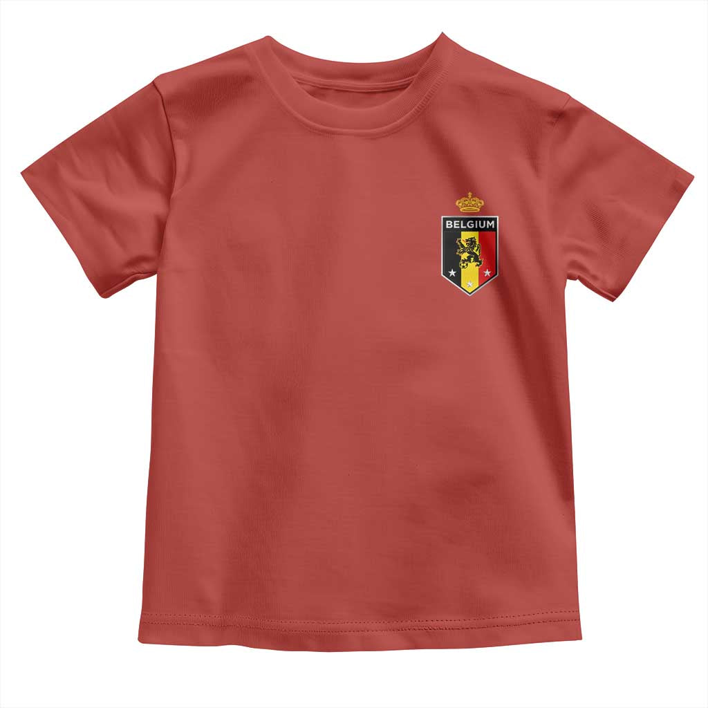 Belgium Football Crest Toddler T Shirt Vintage Belgian Lion Crown Belgian Heritage TS11 Red Print Your Wear