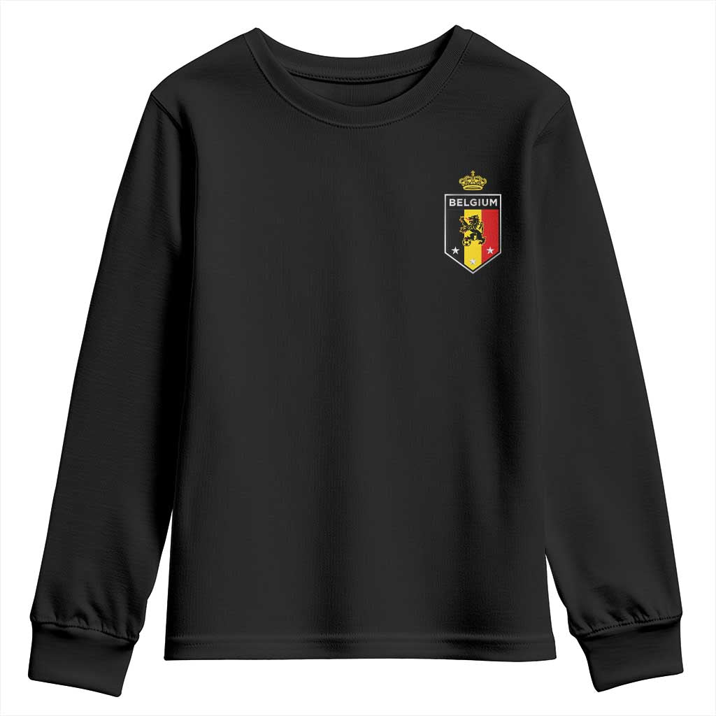 Belgium Football Crest Youth Sweatshirt Vintage Belgian Lion Crown Belgian Heritage TS11 Black Print Your Wear