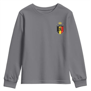 Belgium Football Crest Youth Sweatshirt Vintage Belgian Lion Crown Belgian Heritage TS11 Charcoal Print Your Wear
