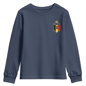 Belgium Football Crest Youth Sweatshirt Vintage Belgian Lion Crown Belgian Heritage TS11 Navy Print Your Wear