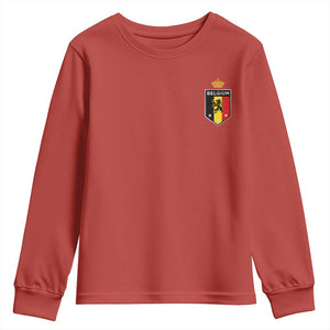Belgium Football Crest Youth Sweatshirt Vintage Belgian Lion Crown Belgian Heritage TS11 Red Print Your Wear