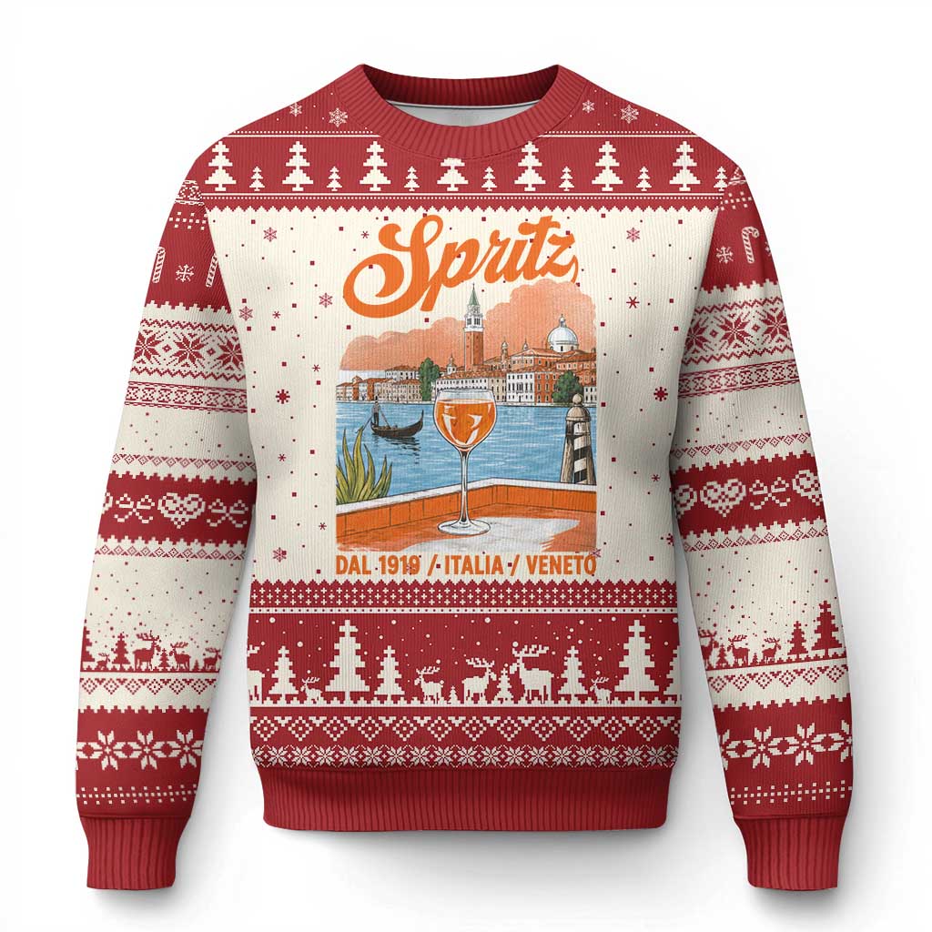 Spritz Veneto Ugly Christmas Sweater Italia Vintage Orange Wine Cocktail Dal 1919