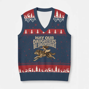 May Our Daughters Be Ungovernable Feminist Girl V-Neck Knit Sweater Vest