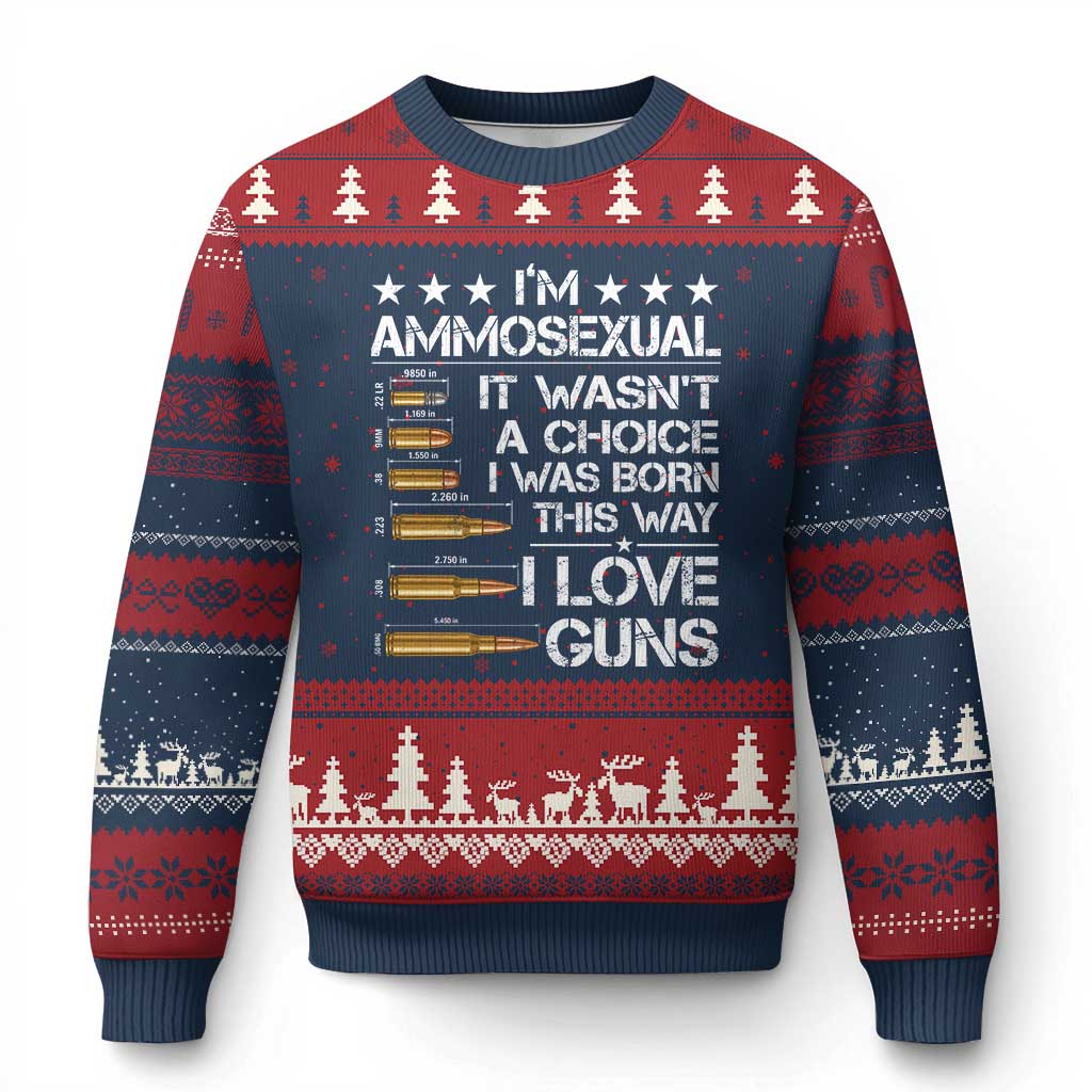 I'm Ammosexual It Wasn't A Choice 2nd Amendment Gun Lovers Ugly Christmas Sweater TS11 Navy Red Print Your Wear