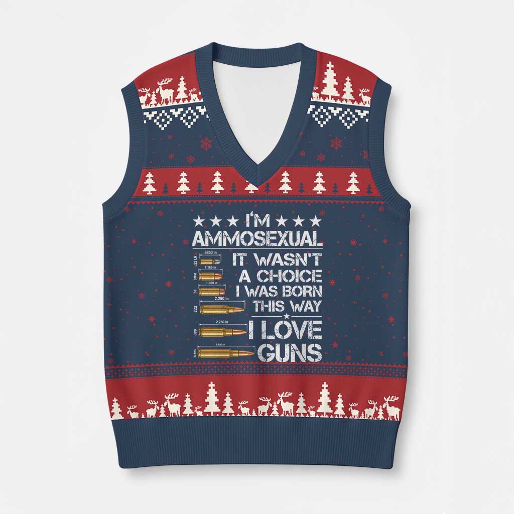 I'm Ammosexual It Wasn't A Choice 2nd Amendment Gun Lovers V-Neck Knit Sweater Vest TS11 Navy Red Print Your Wear