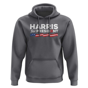 Harris For President Hoodie Election Campaign 2024 American Flag TS11 Charcoal Print Your Wear