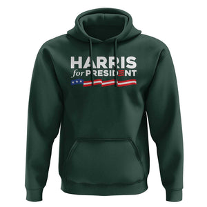 Harris For President Hoodie Election Campaign 2024 American Flag TS11 Dark Forest Green Print Your Wear