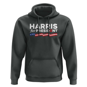Harris For President Hoodie Election Campaign 2024 American Flag TS11 Dark Heather Print Your Wear