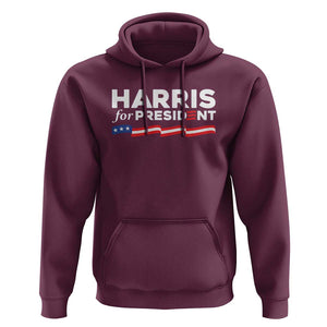 Harris For President Hoodie Election Campaign 2024 American Flag TS11 Maroon Print Your Wear
