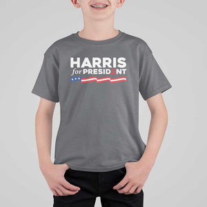 Harris For President T Shirt For Kid Election Campaign 2024 American Flag TS11 Charcoal Print Your Wear