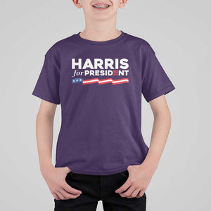 Harris For President T Shirt For Kid Election Campaign 2024 American Flag TS11 Purple Print Your Wear