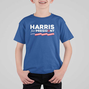 Harris For President T Shirt For Kid Election Campaign 2024 American Flag TS11 Royal Blue Print Your Wear