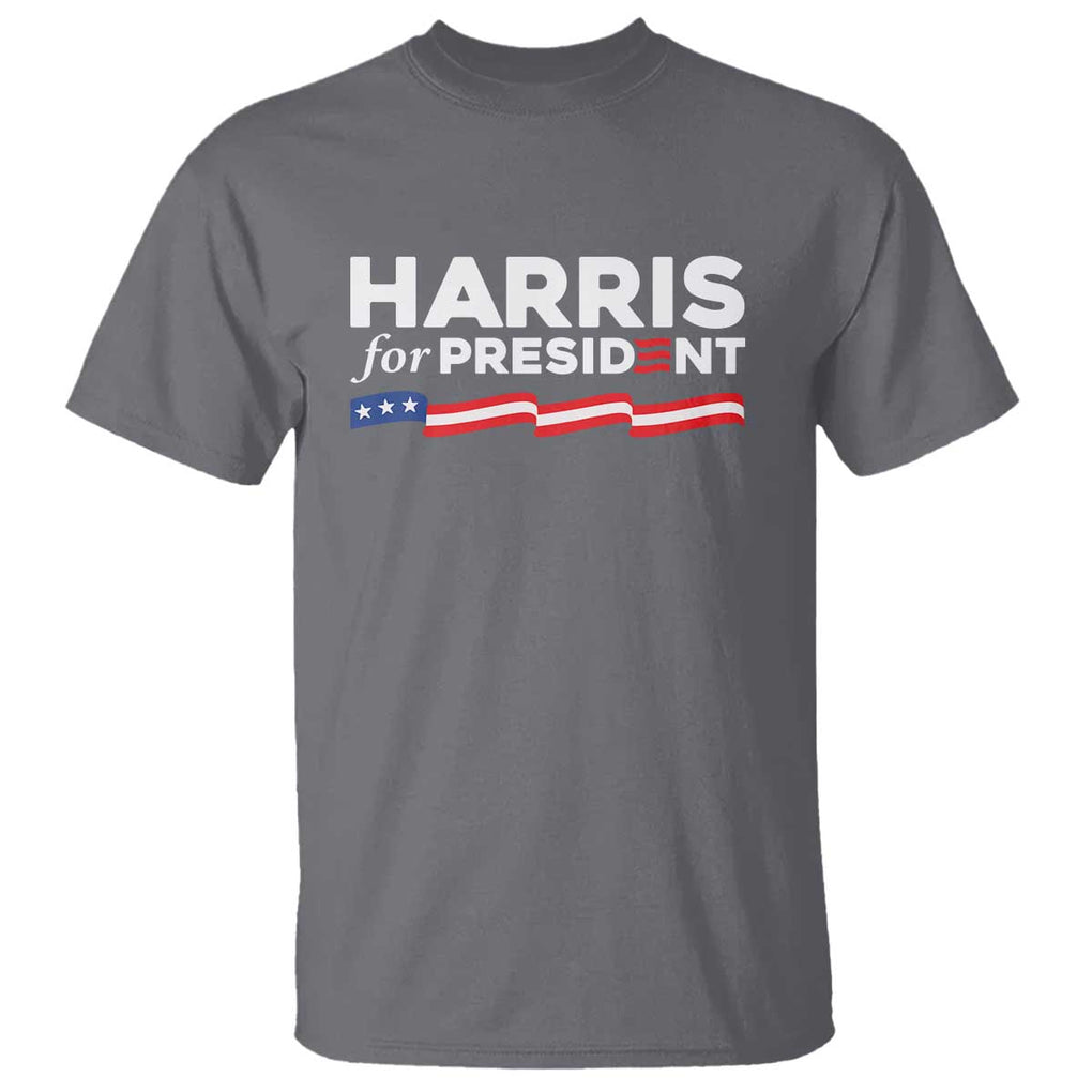 Harris For President T Shirt Election Campaign 2024 American Flag TS11 Charcoal Print Your Wear