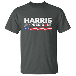 Harris For President T Shirt Election Campaign 2024 American Flag TS11 Dark Heather Print Your Wear
