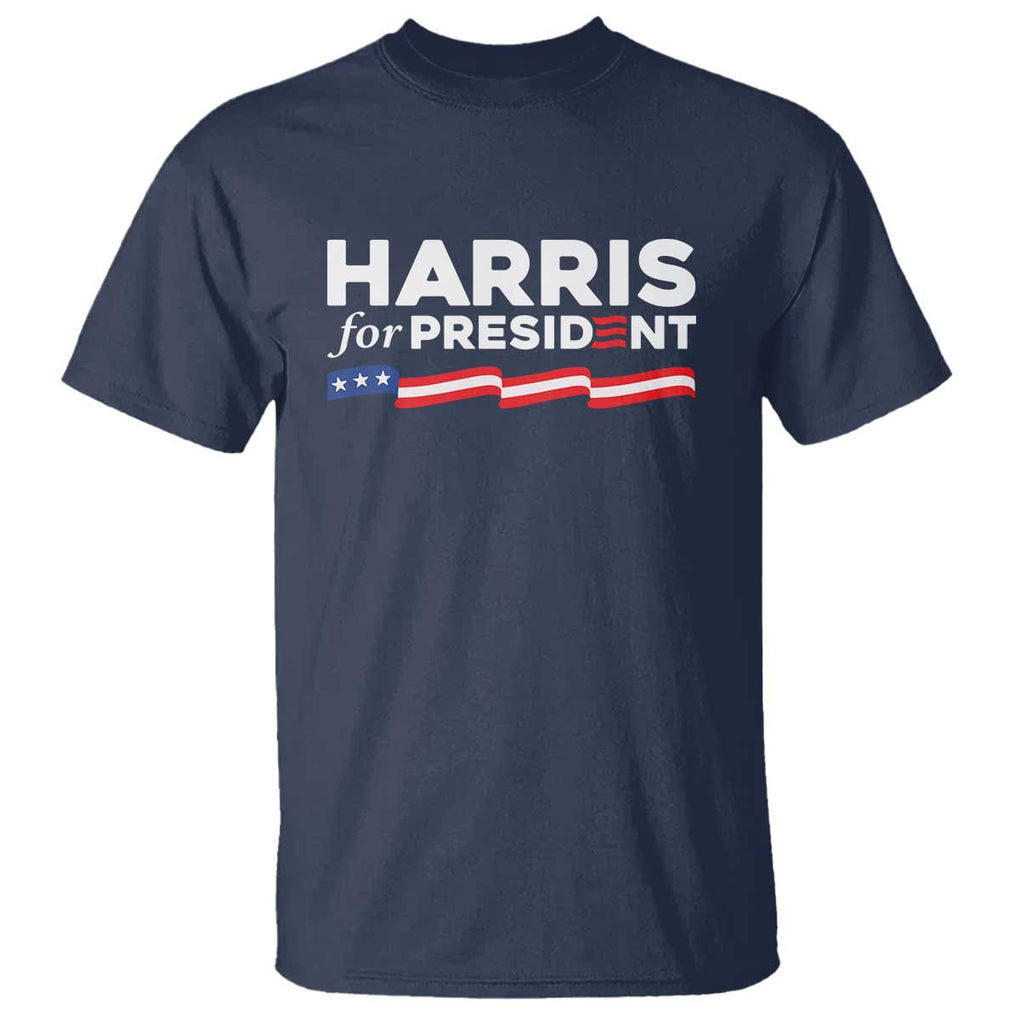 Harris For President T Shirt Election Campaign 2024 American Flag TS11 Navy Print Your Wear