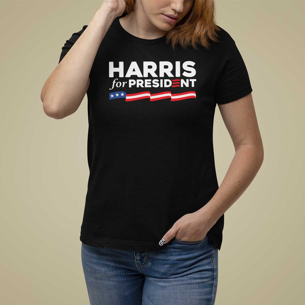 Harris For President T Shirt For Women Election Campaign 2024 American Flag TS11 Black Print Your Wear