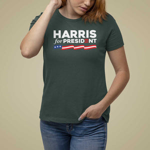 Harris For President T Shirt For Women Election Campaign 2024 American Flag TS11 Dark Forest Green Print Your Wear