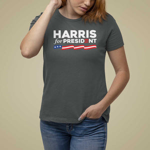 Harris For President T Shirt For Women Election Campaign 2024 American Flag TS11 Dark Heather Print Your Wear
