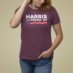 Harris For President T Shirt For Women Election Campaign 2024 American Flag TS11 Maroon Print Your Wear