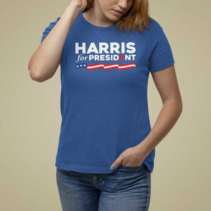 Harris For President T Shirt For Women Election Campaign 2024 American Flag TS11 Royal Blue Print Your Wear