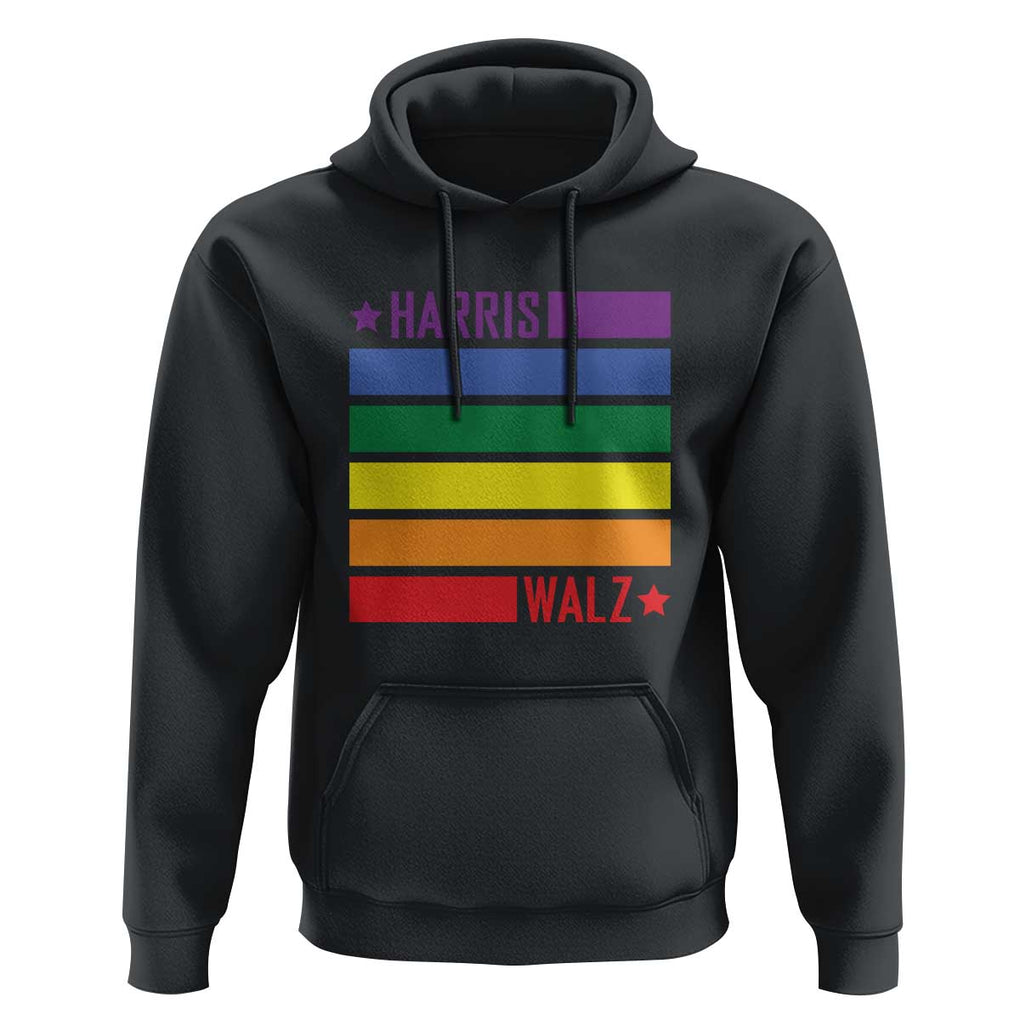 Harris Walz LGBT Hoodie Presidential Election 2024 Rainbow Flag TS11 Black Print Your Wear