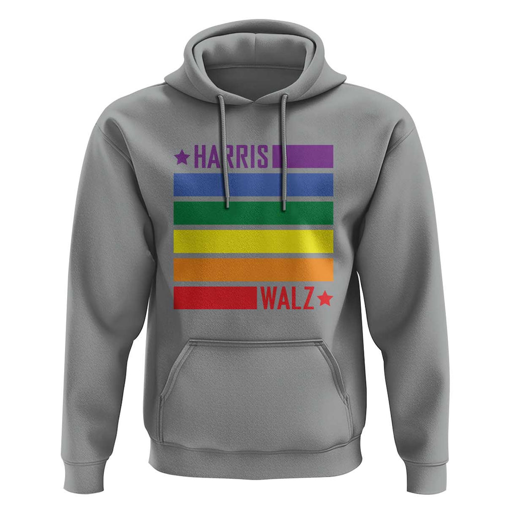 Harris Walz LGBT Hoodie Presidential Election 2024 Rainbow Flag TS11 Sport Gray Print Your Wear
