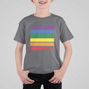 Harris Walz LGBT T Shirt For Kid Presidential Election 2024 Rainbow Flag TS11 Charcoal Print Your Wear