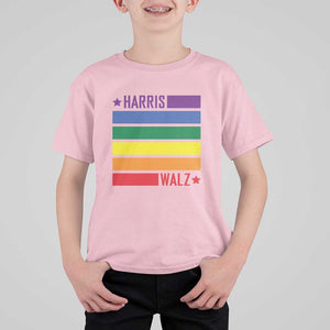 Harris Walz LGBT T Shirt For Kid Presidential Election 2024 Rainbow Flag TS11 Light Pink Print Your Wear