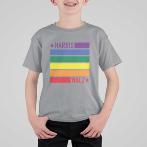 Harris Walz LGBT T Shirt For Kid Presidential Election 2024 Rainbow Flag TS11 Sport Gray Print Your Wear