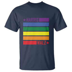 Harris Walz LGBT T Shirt Presidential Election 2024 Rainbow Flag TS11 Navy Print Your Wear
