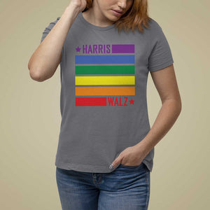 Harris Walz LGBT T Shirt For Women Presidential Election 2024 Rainbow Flag TS11 Charcoal Print Your Wear
