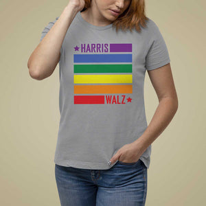 Harris Walz LGBT T Shirt For Women Presidential Election 2024 Rainbow Flag TS11 Sport Gray Print Your Wear