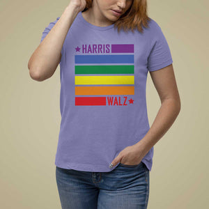 Harris Walz LGBT T Shirt For Women Presidential Election 2024 Rainbow Flag TS11 Violet Print Your Wear