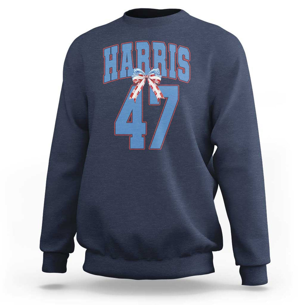 Harris 47 Sweatshirt 47th President USA America Bow Coquette Aesthetic TS11 Navy Print Your Wear