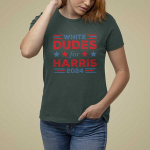 White Dudes For Harris T Shirt For Women American Flag Star 2024 TS11 Dark Forest Green Print Your Wear