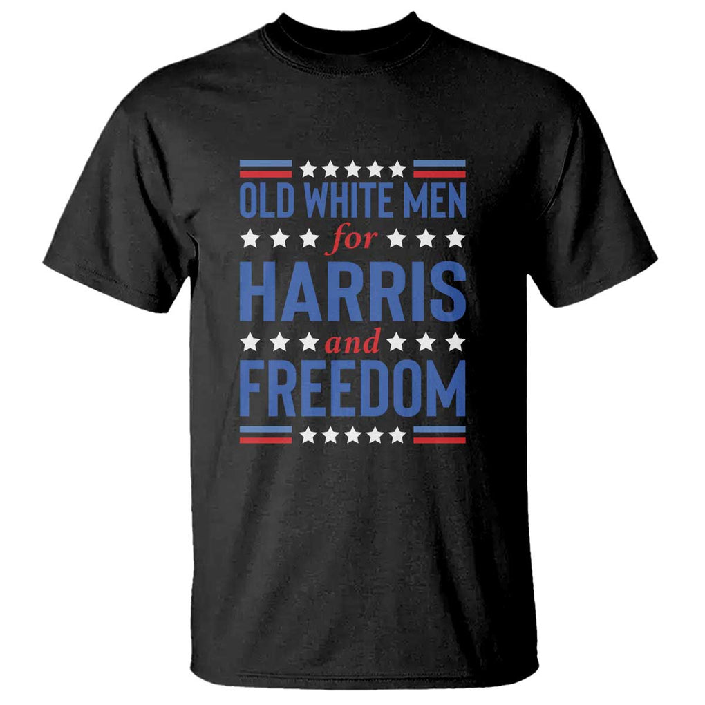 Old White Men For Harris And Freedom T Shirt American Flag Star Presidential Election 2024 TS11 Black Print Your Wear
