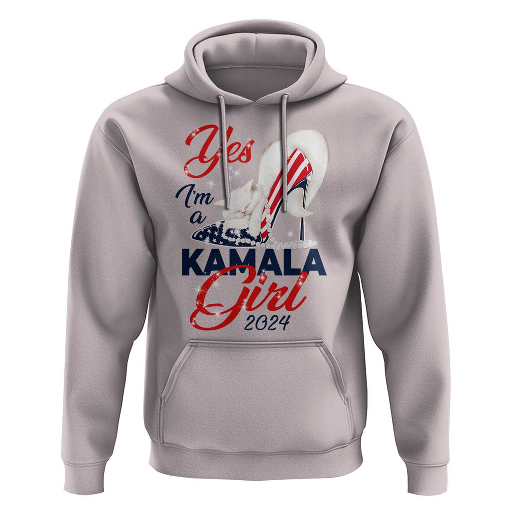 Yes I'm A Kamala Girl 2024 Hoodie High Heel Stilettos Cat Pearls American Flag TS11 Ice Gray Print Your Wear