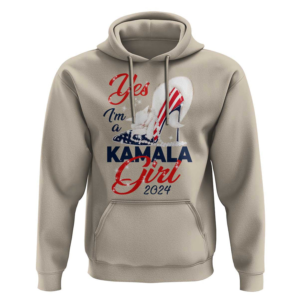 Yes I'm A Kamala Girl 2024 Hoodie High Heel Stilettos Cat Pearls American Flag TS11 Sand Print Your Wear