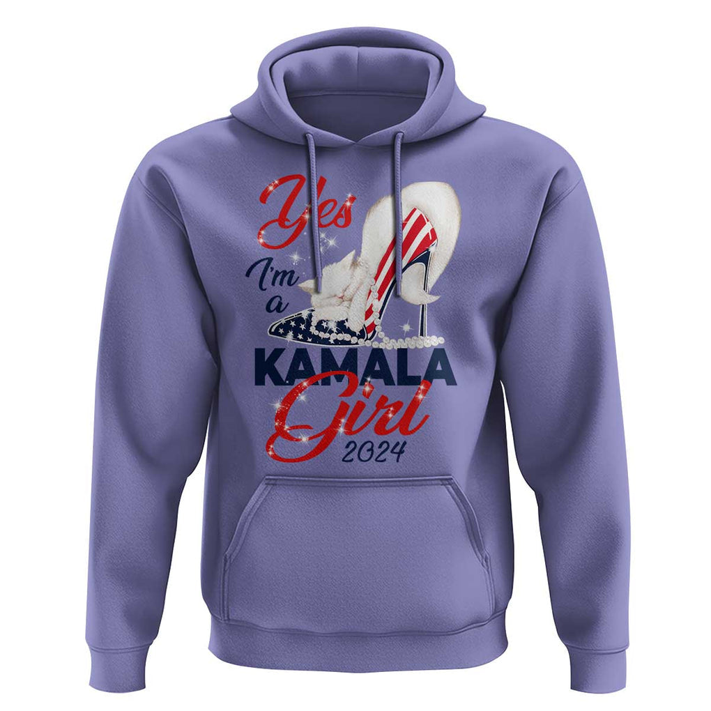 Yes I'm A Kamala Girl 2024 Hoodie High Heel Stilettos Cat Pearls American Flag TS11 Violet Print Your Wear