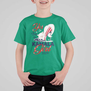 Yes I'm A Kamala Girl 2024 T Shirt For Kid High Heel Stilettos Cat Pearls American Flag TS11 Irish Green Print Your Wear