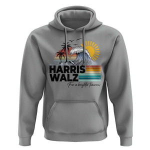 Harris Walz For A Brighter Tomorrow Hoodie Retro Sunshine Blue Wave Coconut Tree TS11 Sport Gray Print Your Wear